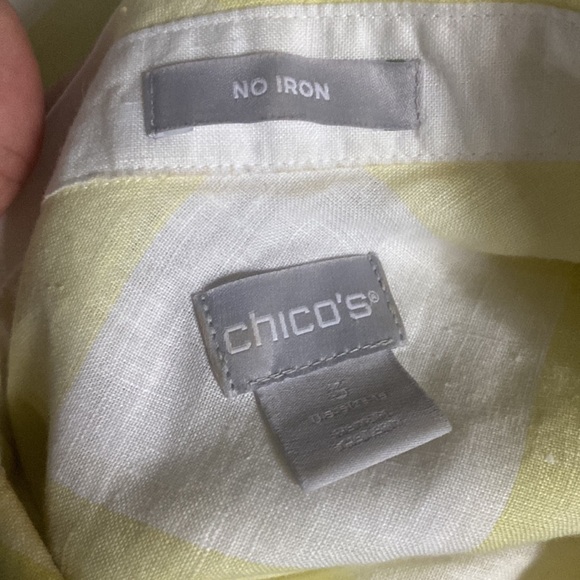 Chico’s 100% Linen Check Button Front Tunic Maxi Top Sz 3 - Picture 4 of 5